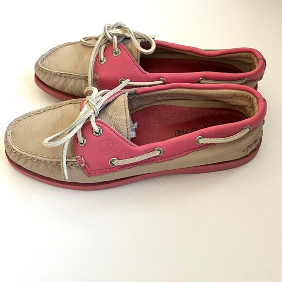 Women's Sperry Top-Sider Pink And Beige Boat Shoes Loafers Size 8.5M - Picture 3 of 8